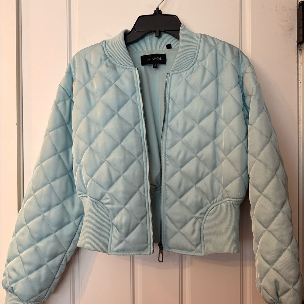 11 Honore Light Aqua Zip-Front Jacket